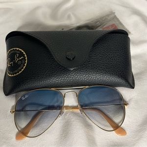 Ray-Ban Aviator Blue Gradient Sunglasses with Gold Frames